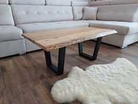 Rustykalny dębowy stolik kawowy  w stylu loft z żywicą epoksydową!