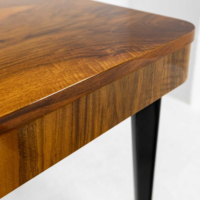 Rozkładany stół art deco projekt Halabala stary lata 50 orzech czarny