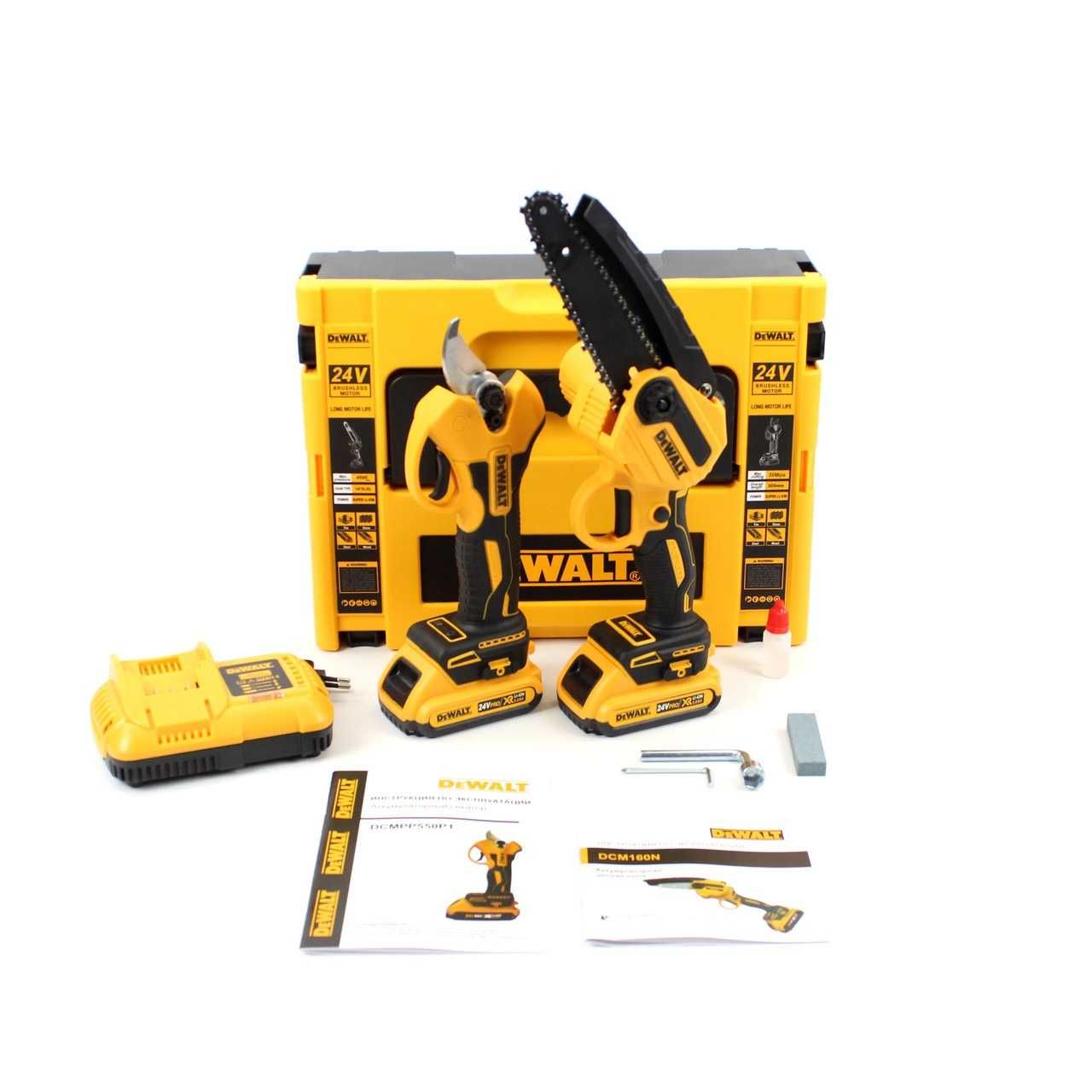 Набір АКБ інстурментів DeWalt 24V (Секатор DCMPP550P1 + пила DCM160N)