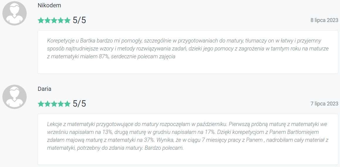Korepetycje z matematyki - przygotowanie do poprawki w sierpniu