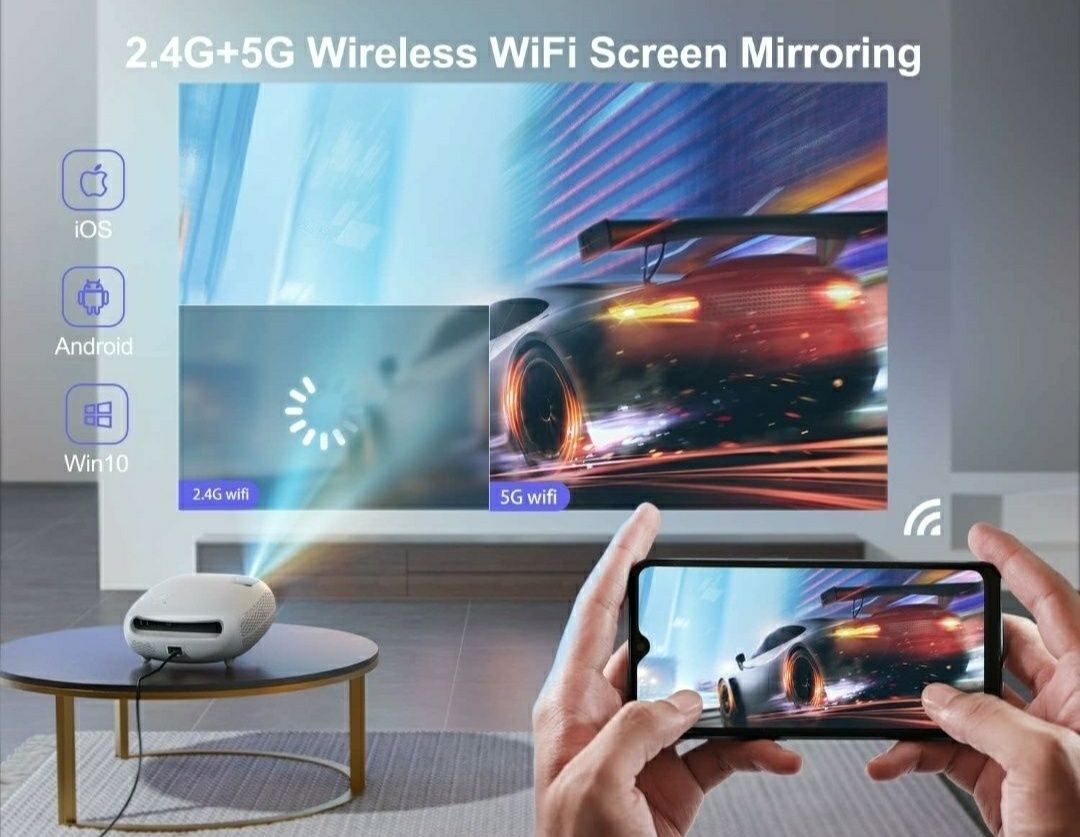Projector 9800 lumens + WiFi + Bluetooth + Office + NATIVA 1080p/4k