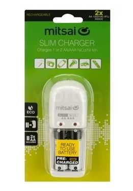 Kit Pilhas e Carregador Recarregaveis MITSAI +2XAA RTU 2500MAH NOVO