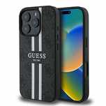 Etui Guess 4G Printed Stripes MagSafe na iPhone 16 Pro - czarne