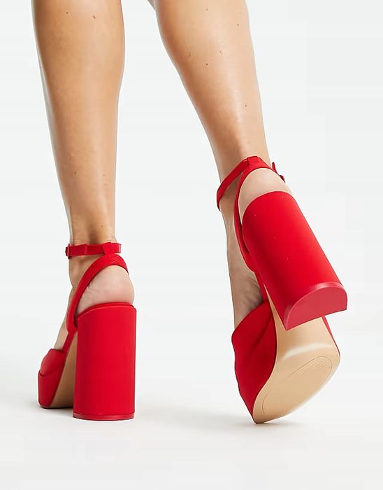 Stradivarius 39 Czerwone Buty Damskie Czółenka Sandały Satynowe D953