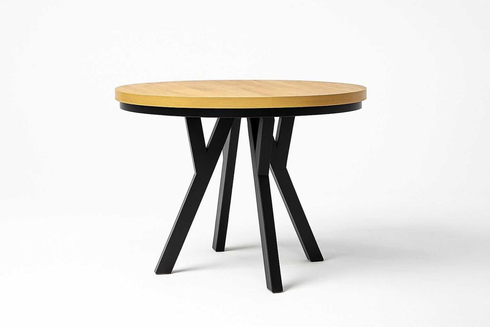 Stół rozkładany okrągły złoty craft fi100 + 4x50 nogi metalowe Y loft