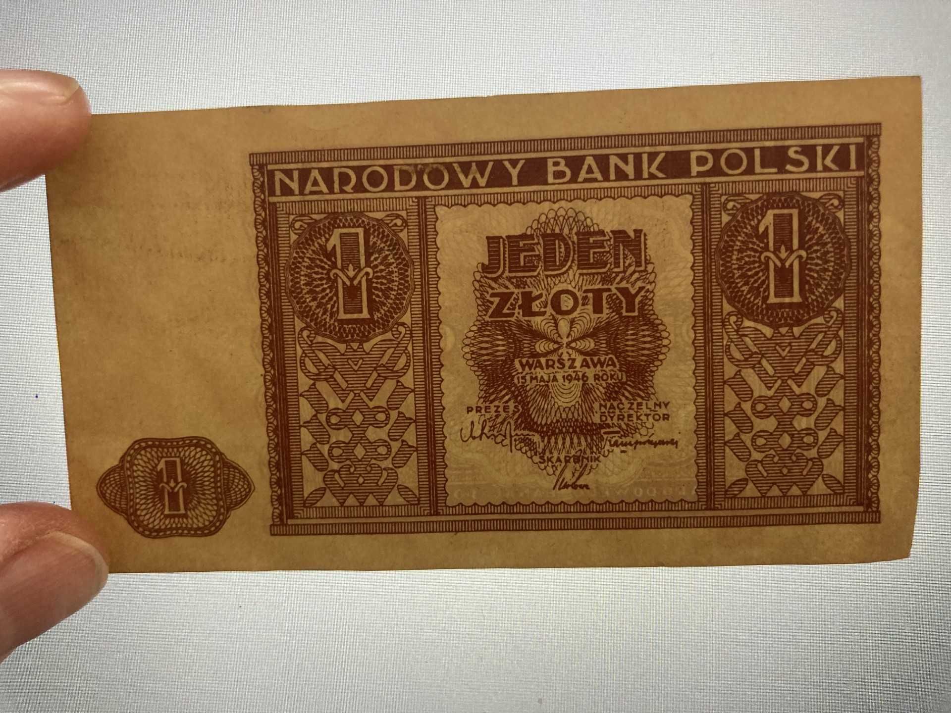 Banknot 1 złoty z 1946r.