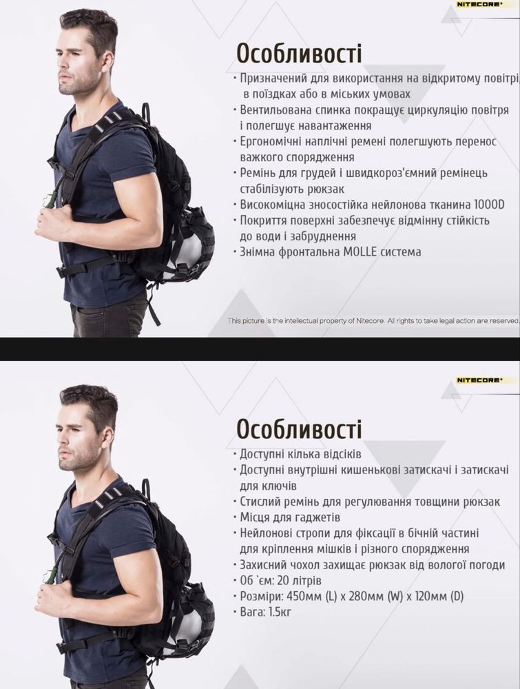 Тактичний рюкзак Nitecore BP20
