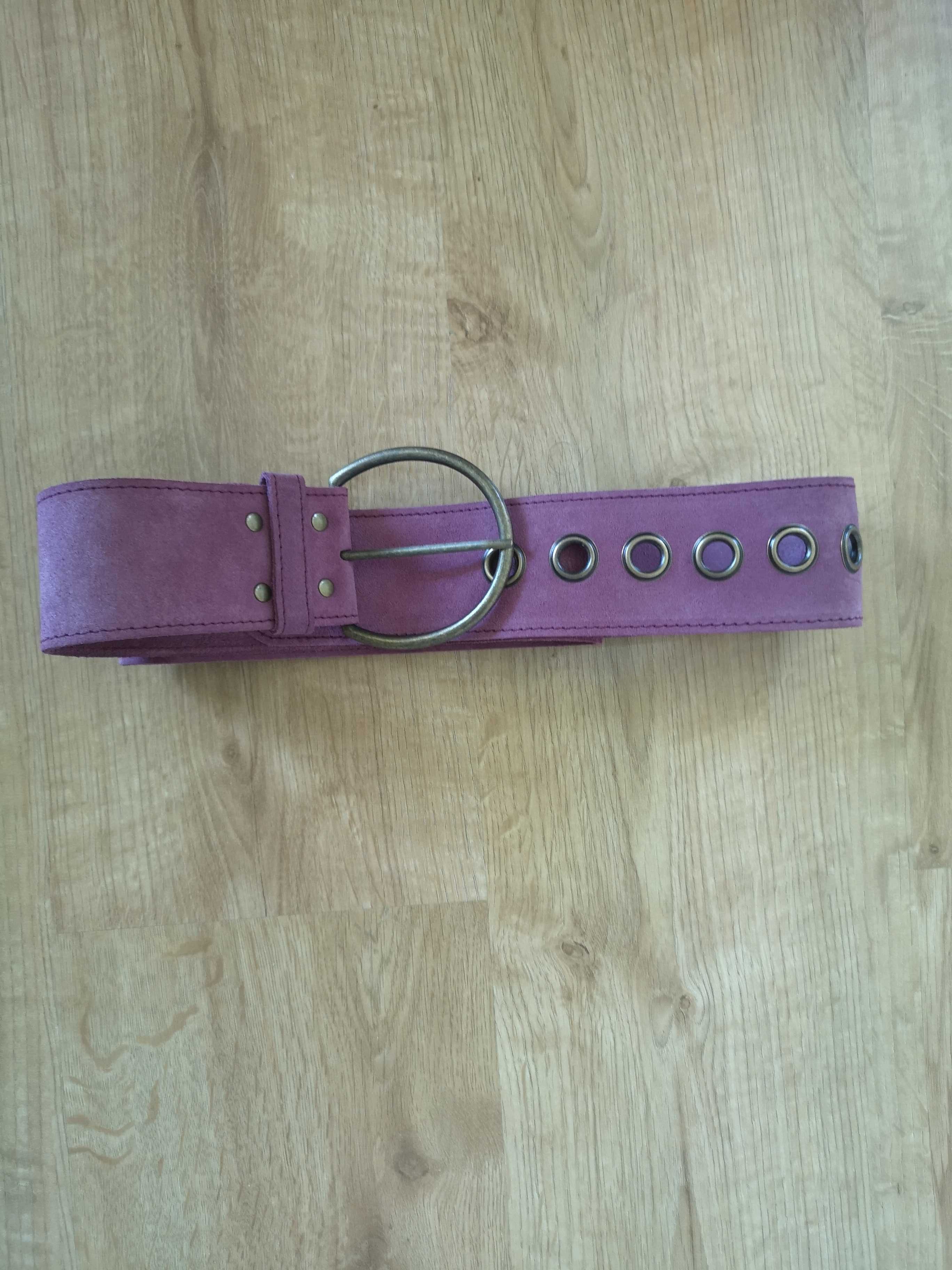 Pasek damski ala zamszowy fiolet 125 cm