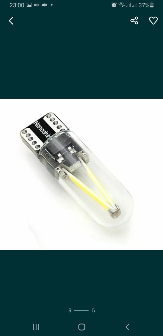 Светодиодная Led лампа ПАРА Т10 w5w яркая