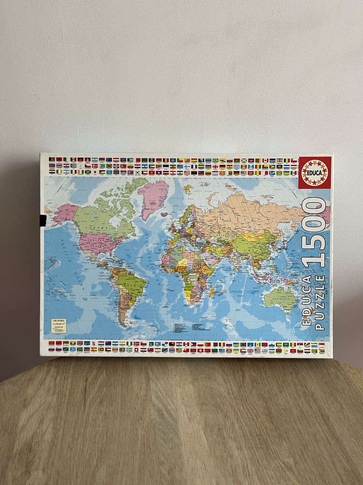 puzzle puzle klocki mapa swiata 1500 educa edukacyjne flagi