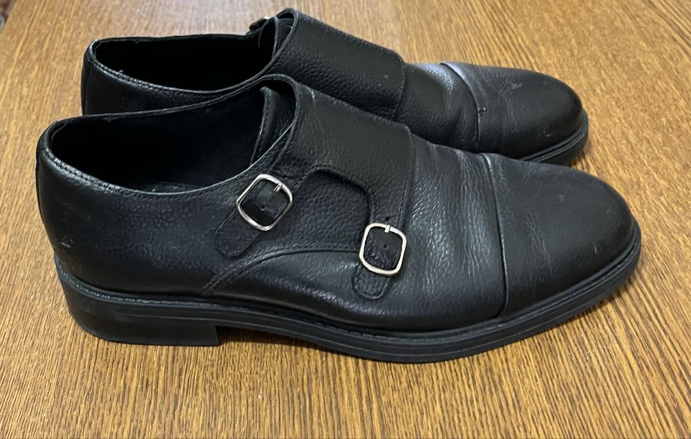 Туфлі-монки шкіряні чорні Selected/Homme