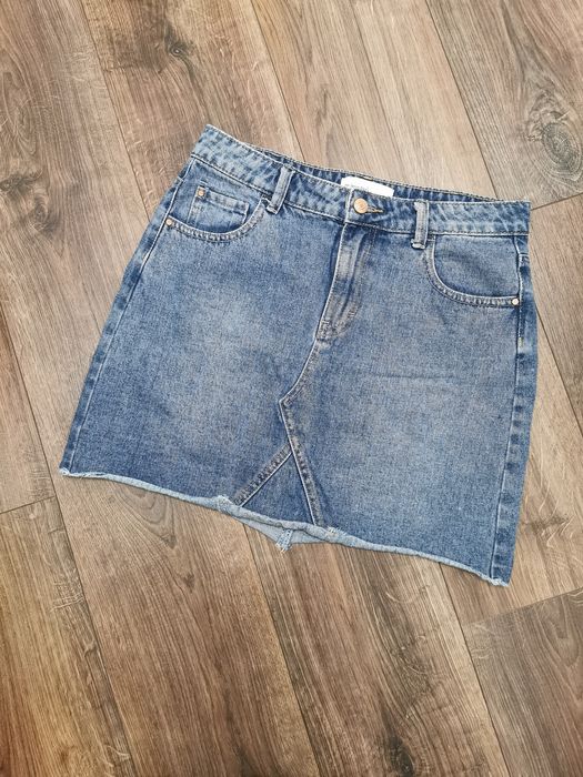 Spódnica dżinsowa spódniczka jeansowa mini trapezowa M 38