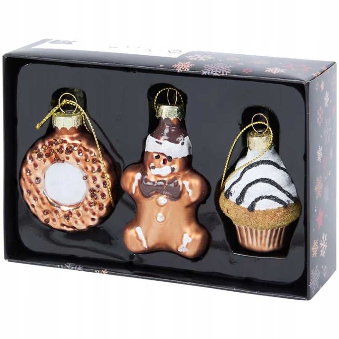 Bombki choinkowe miniaturowe ozdoby SZKLANE CIASTECZKA BABECZKI