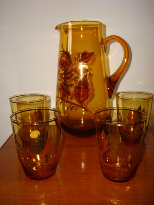 стекло Богемия,1960е, 4 стакана+графин в подарок, много золота