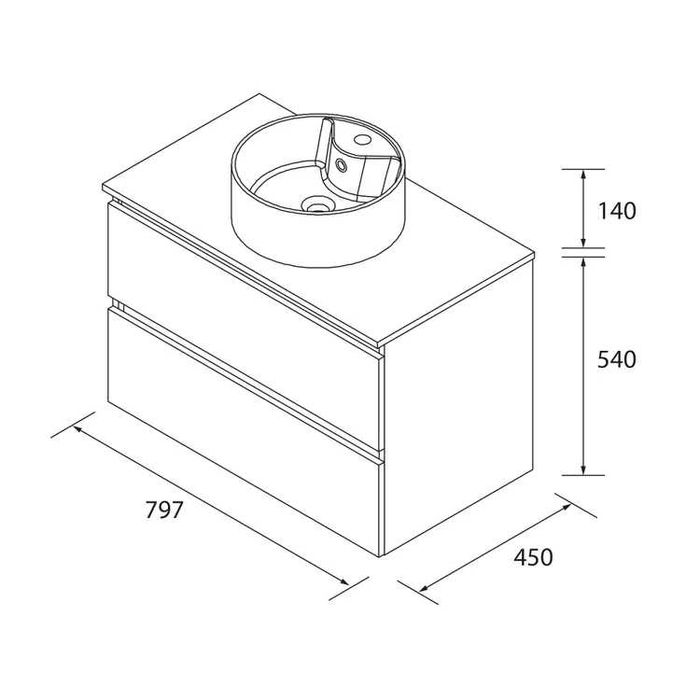 Movel WC Casa de Banho Suspenso 80cm com Lavatório Incluído NOVO