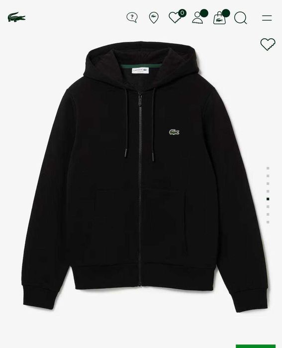 Зіп худі Lacoste, худі Lacoste чорного кольору, зіп худі Лакоста