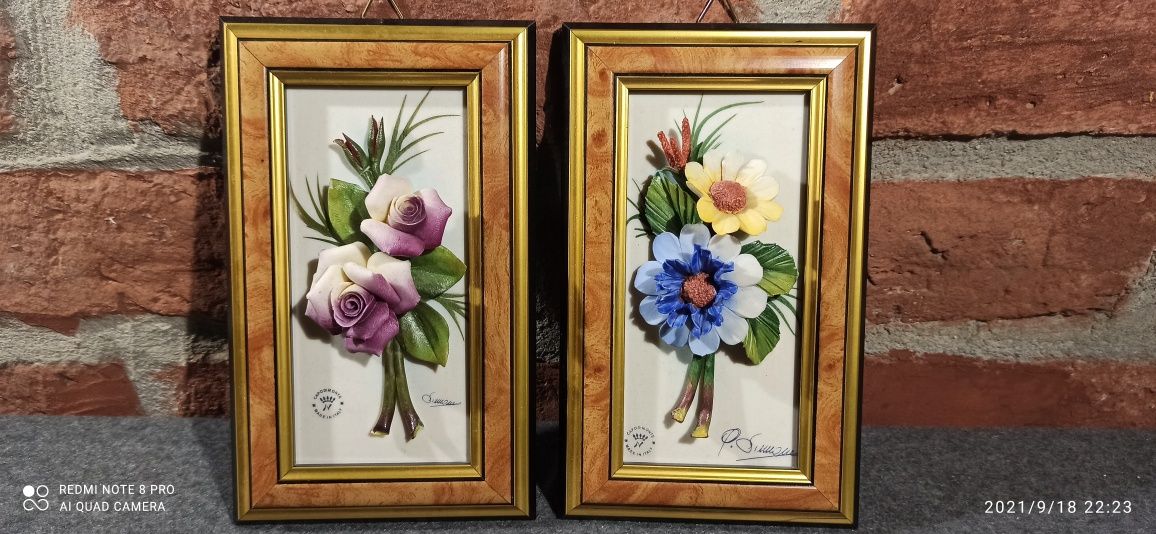 Porcelana CAPODIMONTE Wiązanka Kwiatów Porcelana Wisząca Italia