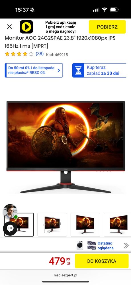 Monitor gamingowy 144hz AOC