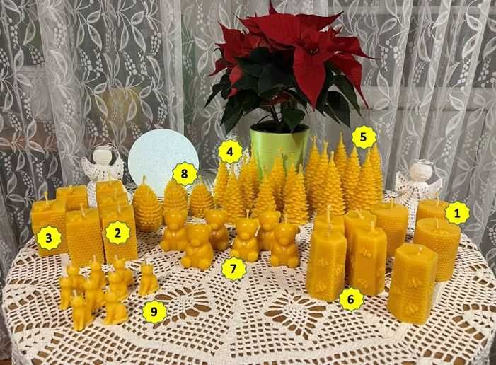 Świece świeczki z naturalnego wosku pszczelego, nierafinowanego