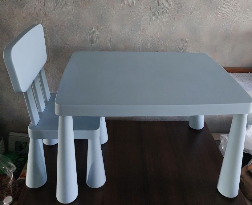 Стіл та стілець ikea mammut блакитний