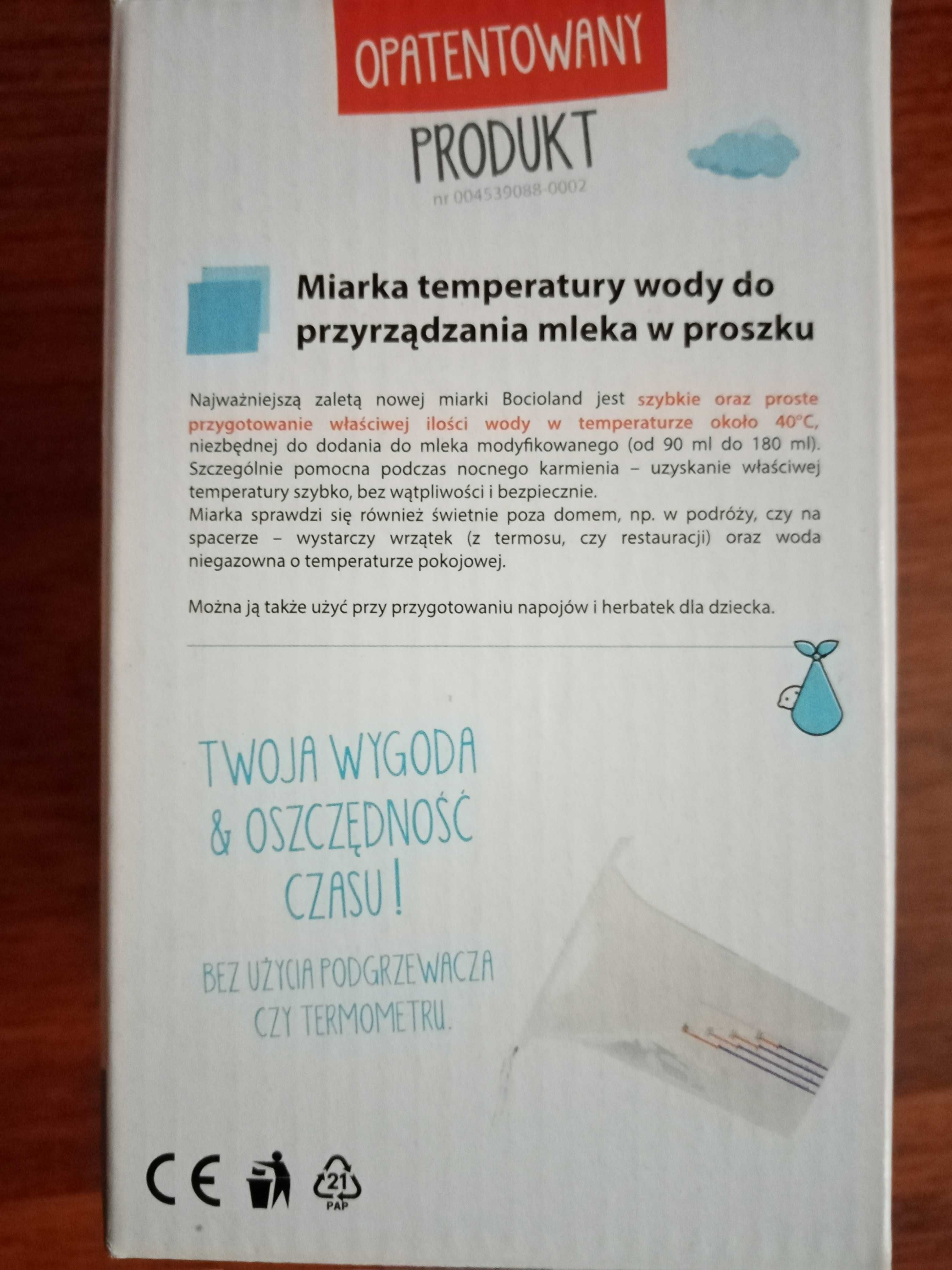 Miarka temperatury wody do robienia mleka z proszku