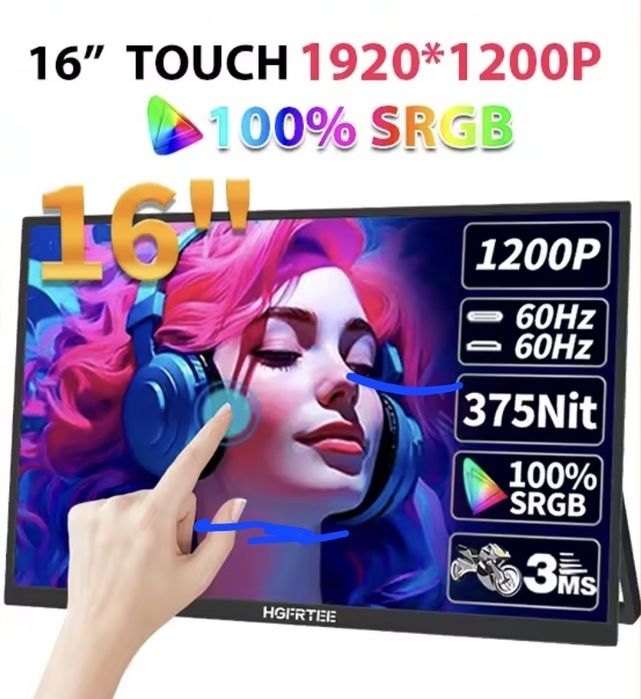 ZSUS 14" портативний монітор 2K 2160x1440р