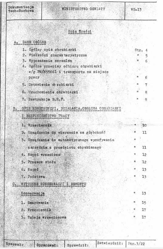 Wiertarka WS 13 Dokumentacja Techniczno-Ruchowa [PL]