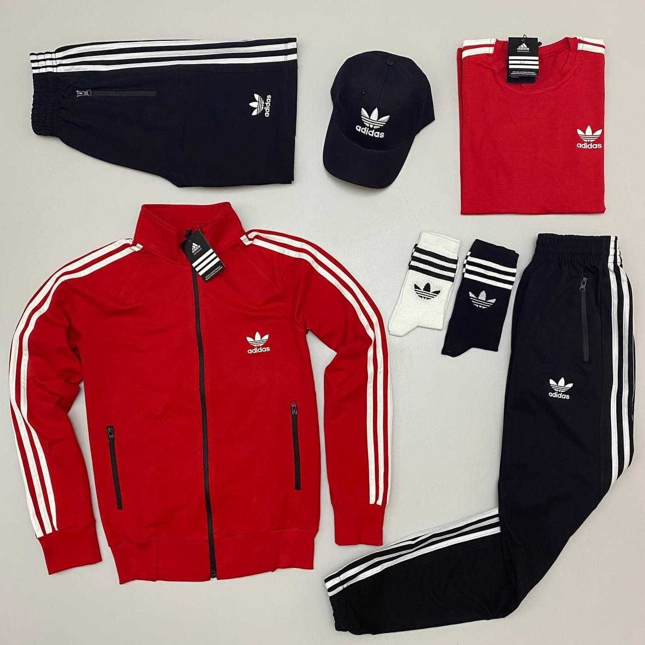 Комплект мужской Adidas Спортивный костюм Шорты Футболка Кепка Адидас