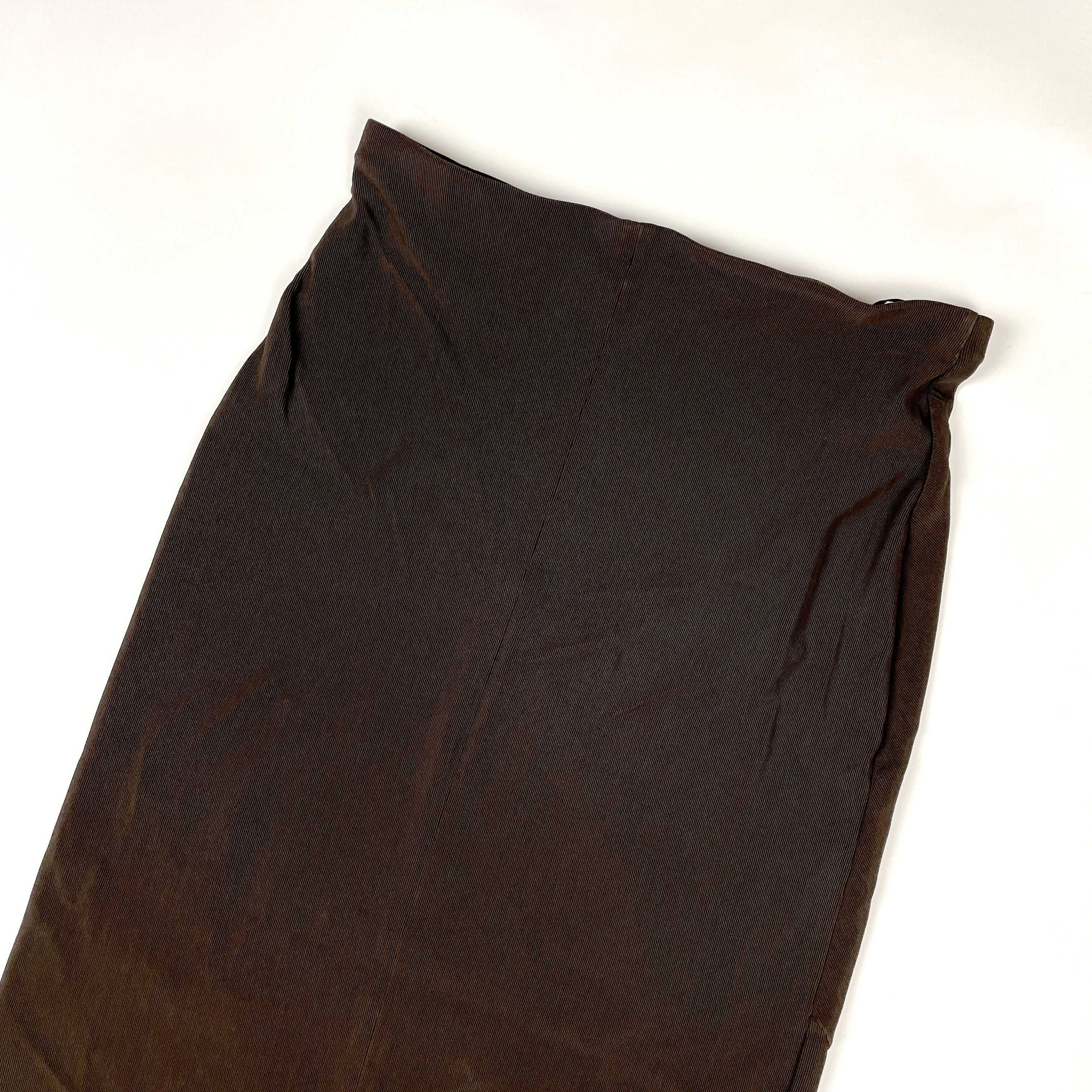 Vintage długa prosta brązowa spódnica maxi edgy y2k 90s (M/L)