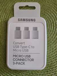 Adapter przejściówka micro USB na USB-C Samsung 3 szt. Oryg. Nowa