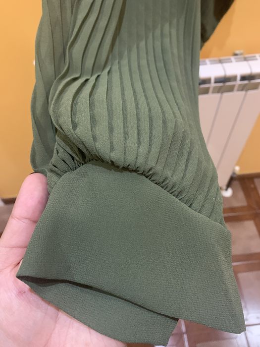 Blusa/túnica mulher verde-tropa tam L poliéster com fita para atar