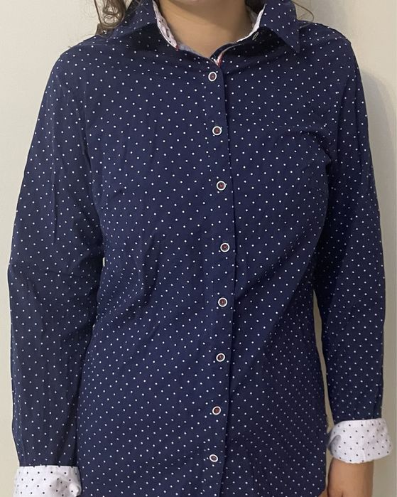 Granatowa koszula w białe kropki LG Collection M / L 38 / 40