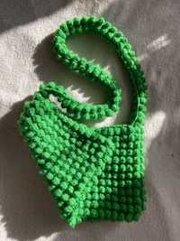 В‘язана хендмейд сумка яскраво зеленого кольору