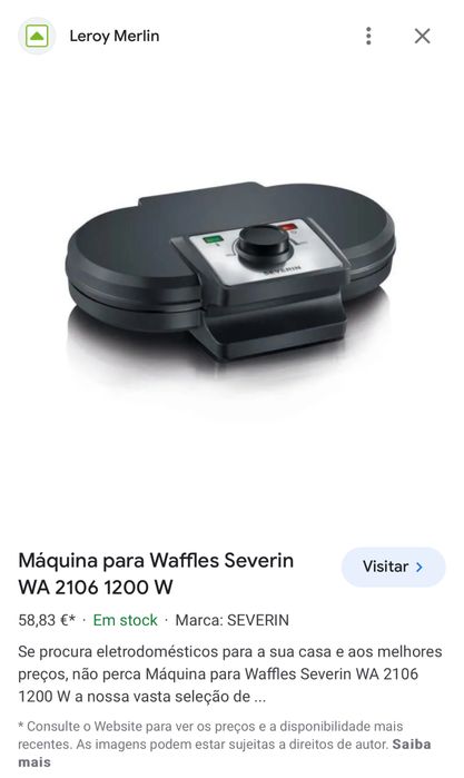Severin WA 2106 Máquina de Waffles Dupla 1200W Preta