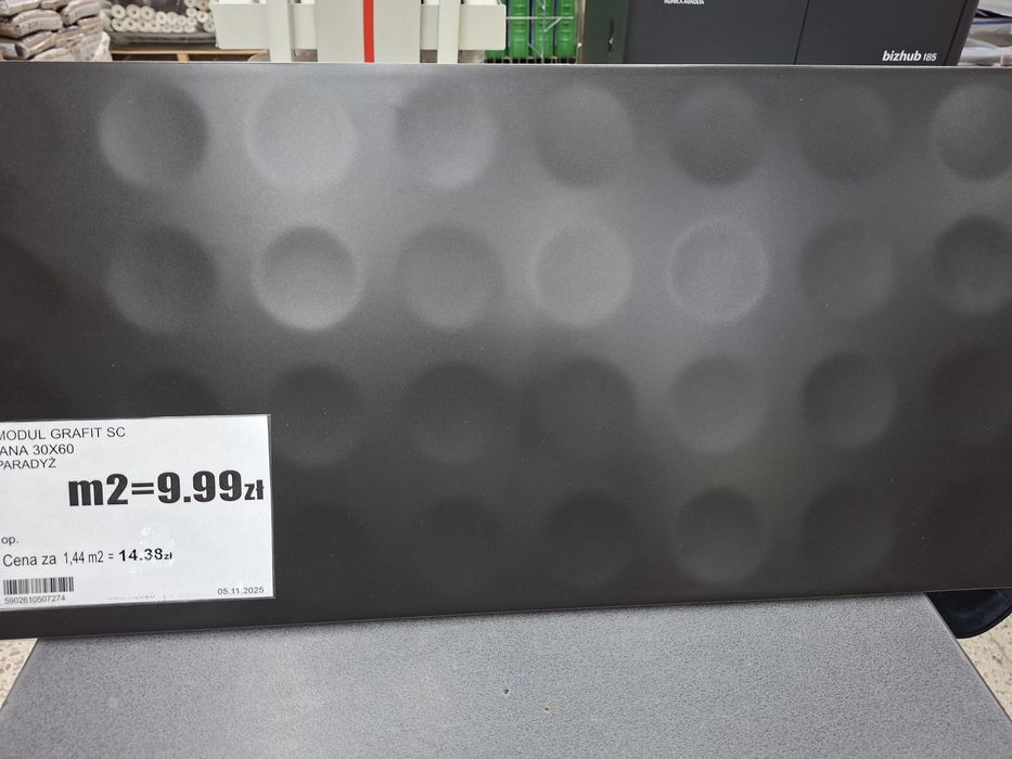 Plytka ścienna czarna moduł grafit Paradyż