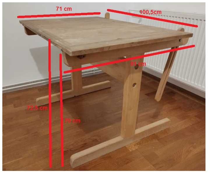 Solidny stół kreślarski drewniany ARYS / Skala