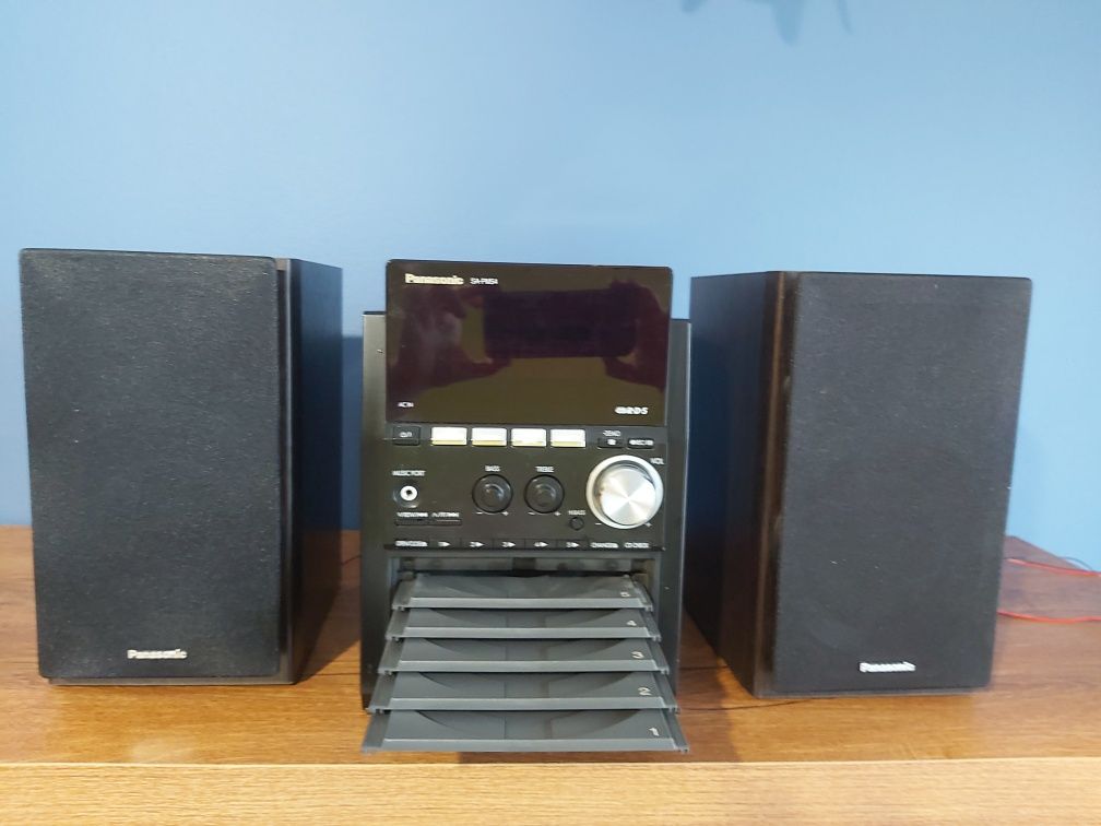 Wieża Panasonic 5 płyt radio kasety mp3 2 głoś. retro, niemal nieużywa