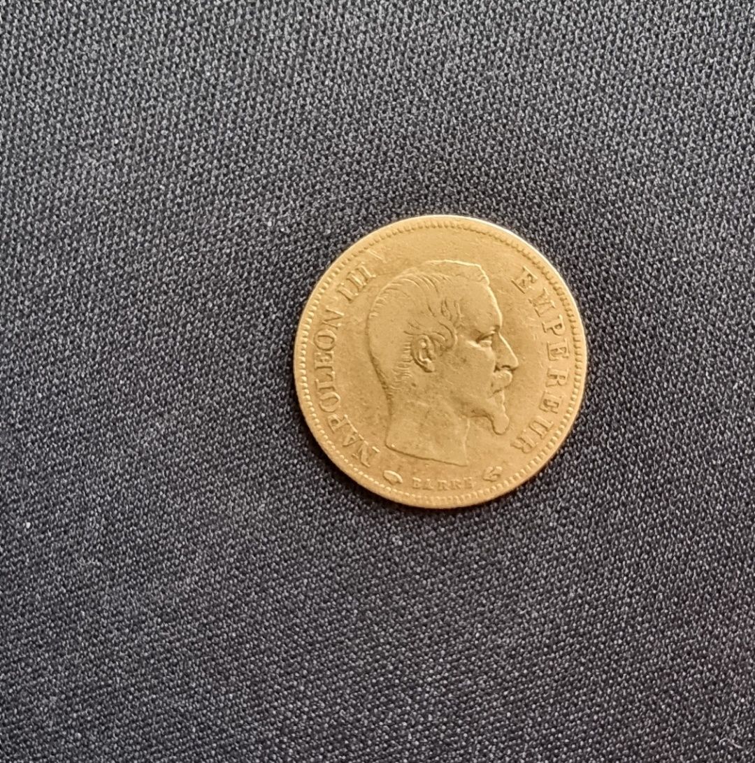 Złota moneta 10 franków 1855r. Paryż.