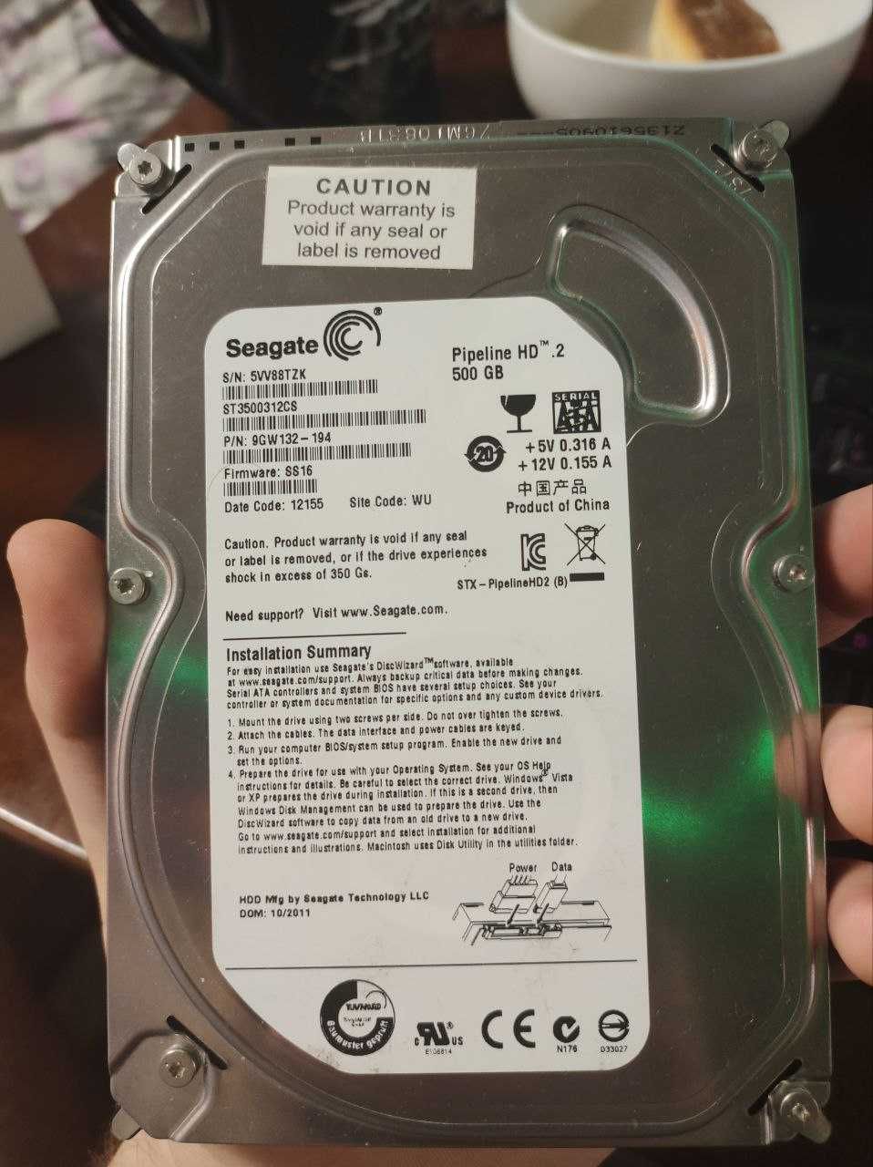 Жорсткий диск 3.5' 500Gb Seagate Pipeline HD, SATA2, 8Mb, 5900 rpm