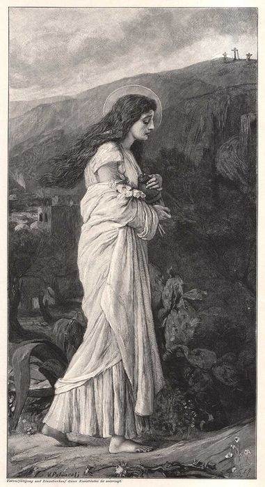 Palmaroli: Maria Magdalena. Piękny drzeworyt 1905 r. oryginał