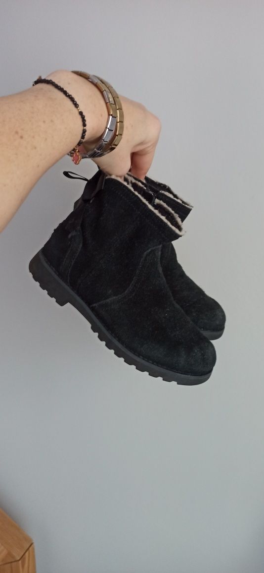 Botki dziewczęce UGG Cecily 32,5 czarne zamszowe zamsz Ankle Boots