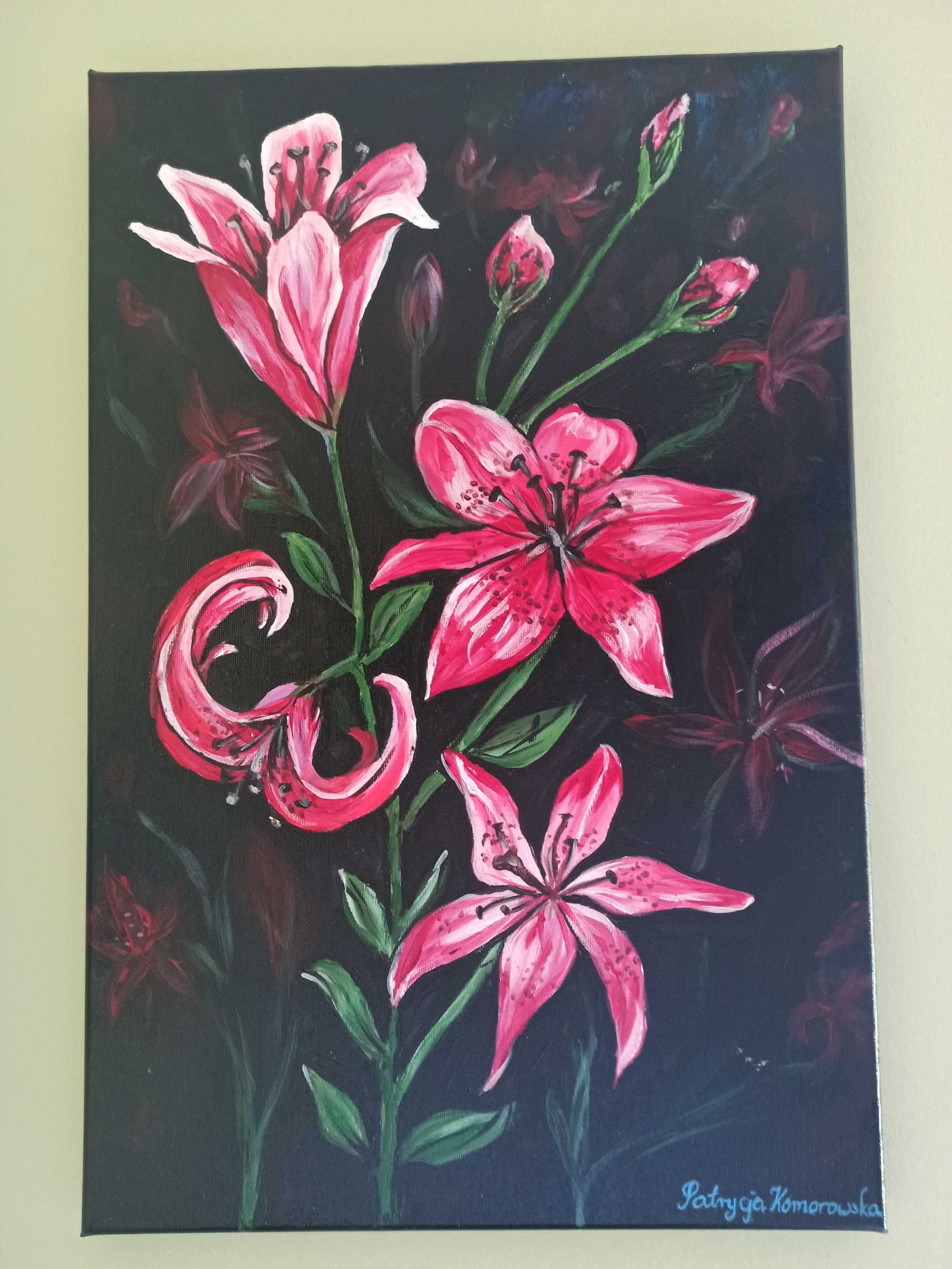 Lilie, obraz akrylowy, 40x60 cm