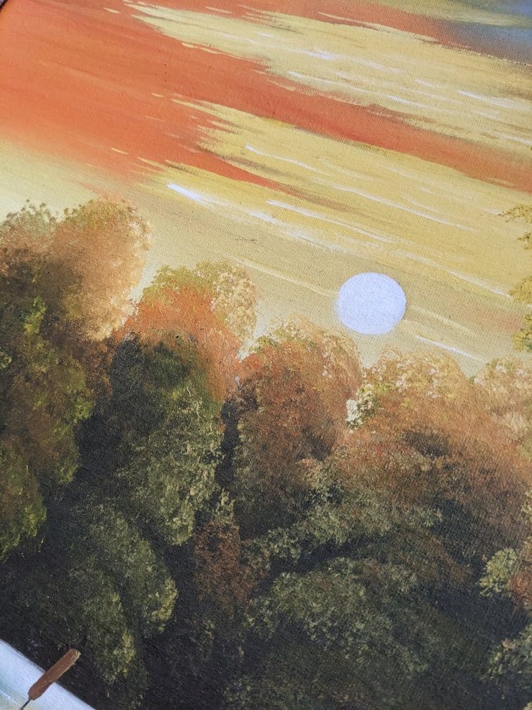 Картина пейзаж 60х50, Захід сонця. Попович, 1996р.