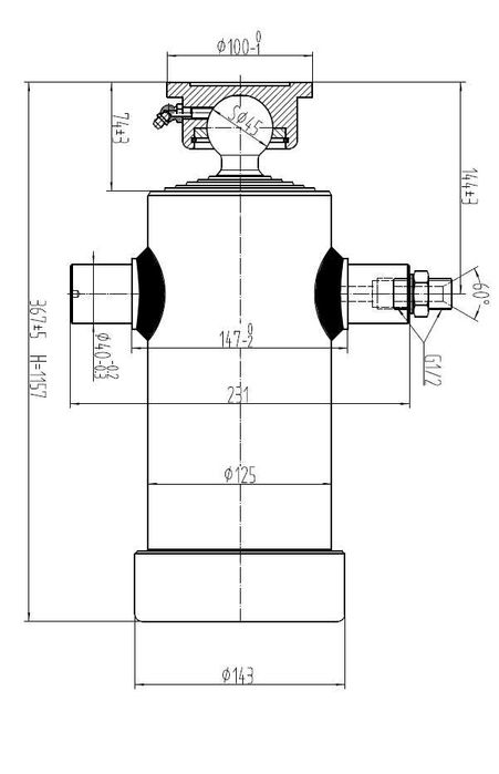 Zestaw hydrauli. wywrotu 3 str. zabudowa 3,3-3,8 m - niski sił. 36,5cm