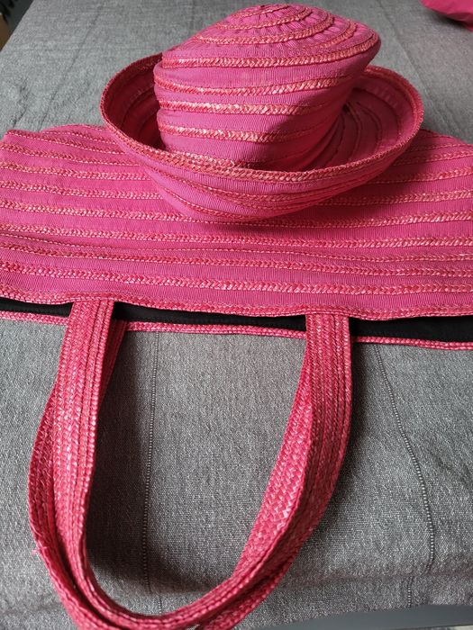 Kapelusz roz.M, torebka, róż,Olsen