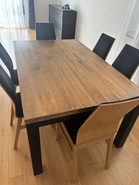 Drewniany stół z krzeslami 160/220x100