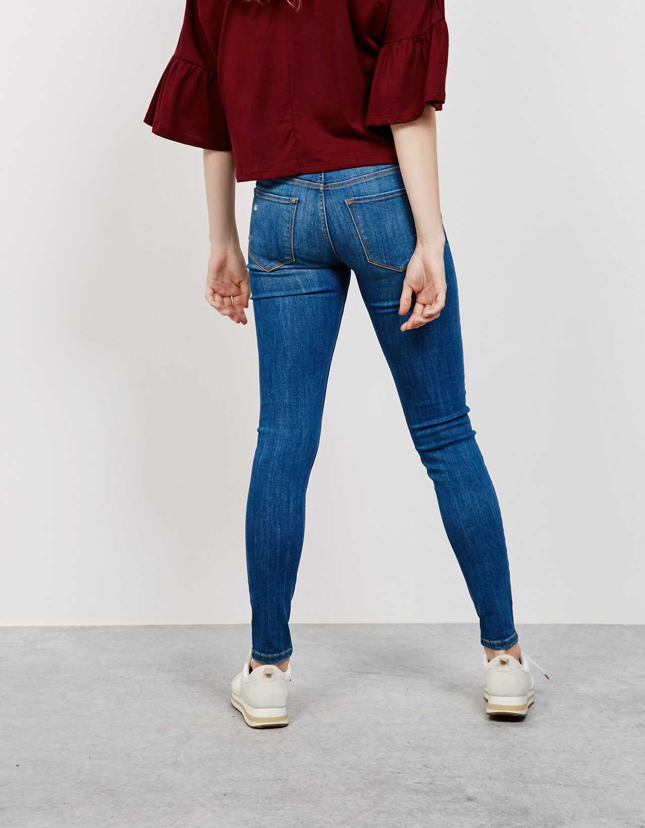 BERSHKA jeans rurki SKINY przecierane DZIURY 34 XS