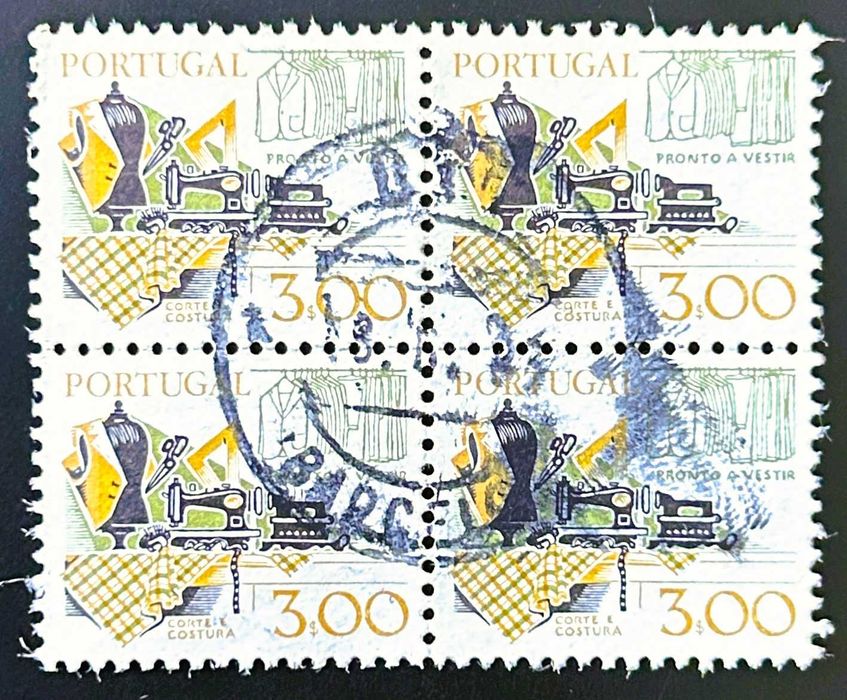 Quadra de selos usados de 3$00 - Instrumentos de trabalho - 1980