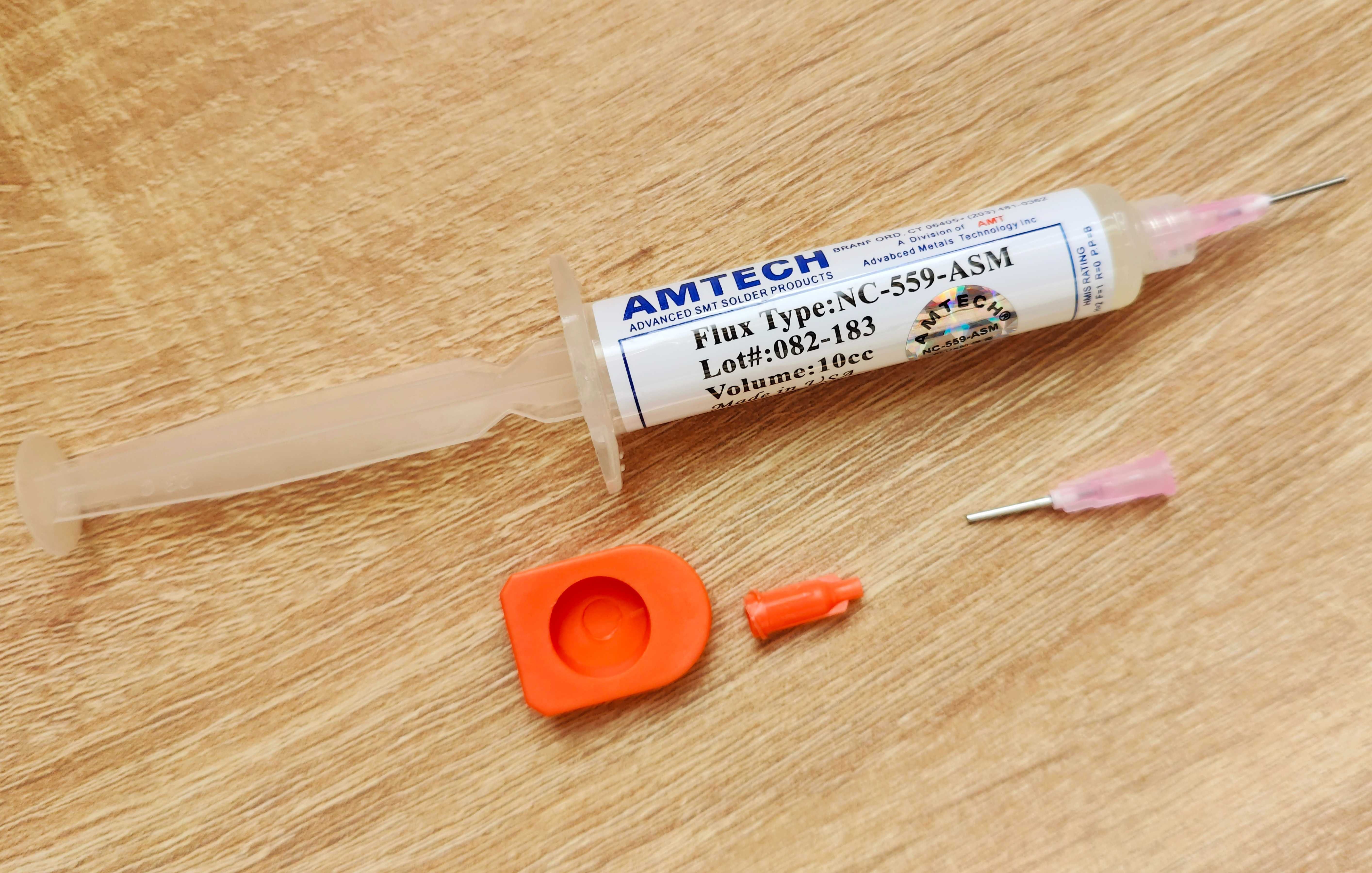 Флюс Amtech NC-559-ASM + 2 иглы и поршень в подарок.