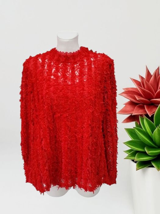 Piękna efektowna błyszcząca czerwona bluzka damska rozmiar 42